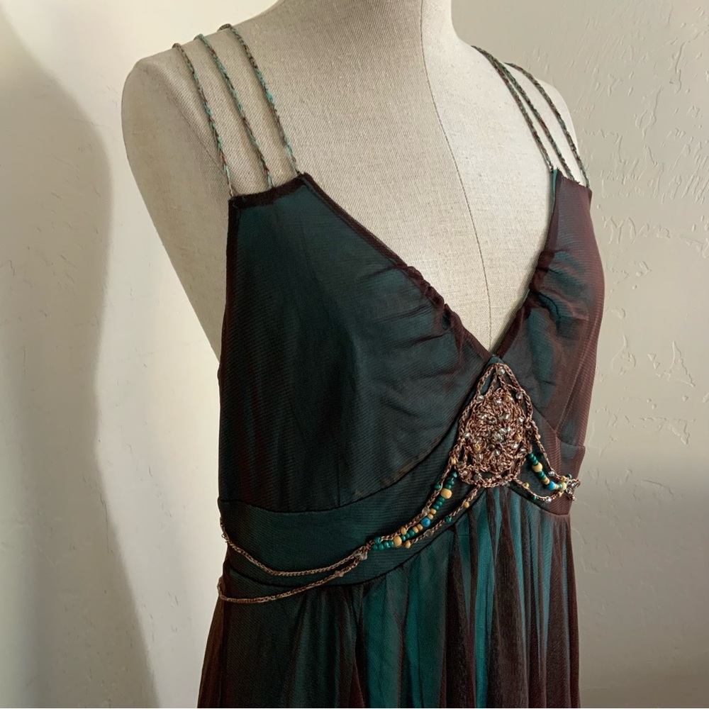 Vintage Y2K Nicole Miller Fairycore Beaded Dress Chiffon Size 12 - Picture 2 of 9